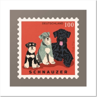 Schnauzer Dogs Postage Stamp Posters and Art